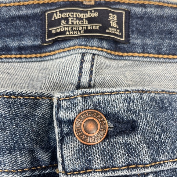 Abercrombie & Fitch High Rise Embroidered Jeans Sz 33/16 L - Picture 5 of 14